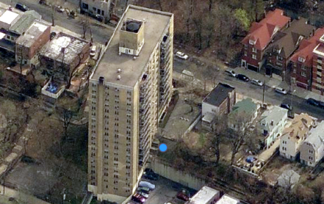 High-rise building in urban neighborhood