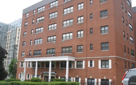 Red brick apartment building exterior
