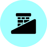 Brick wall with a ramp icon