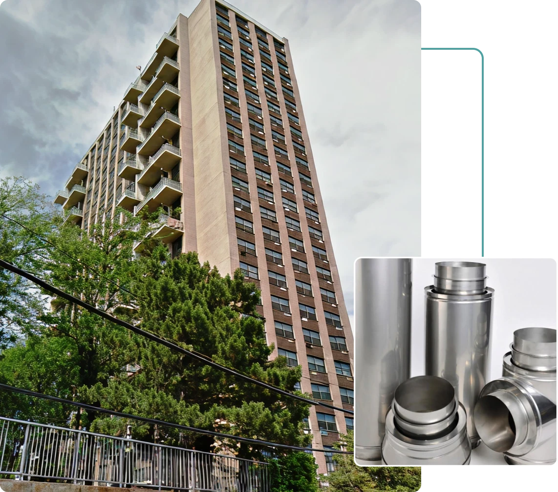 High-rise and metal pipes combination