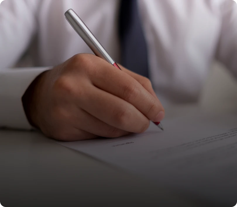 Formal writing with a silver pen