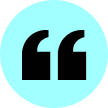 Quotation mark icon in blue circle